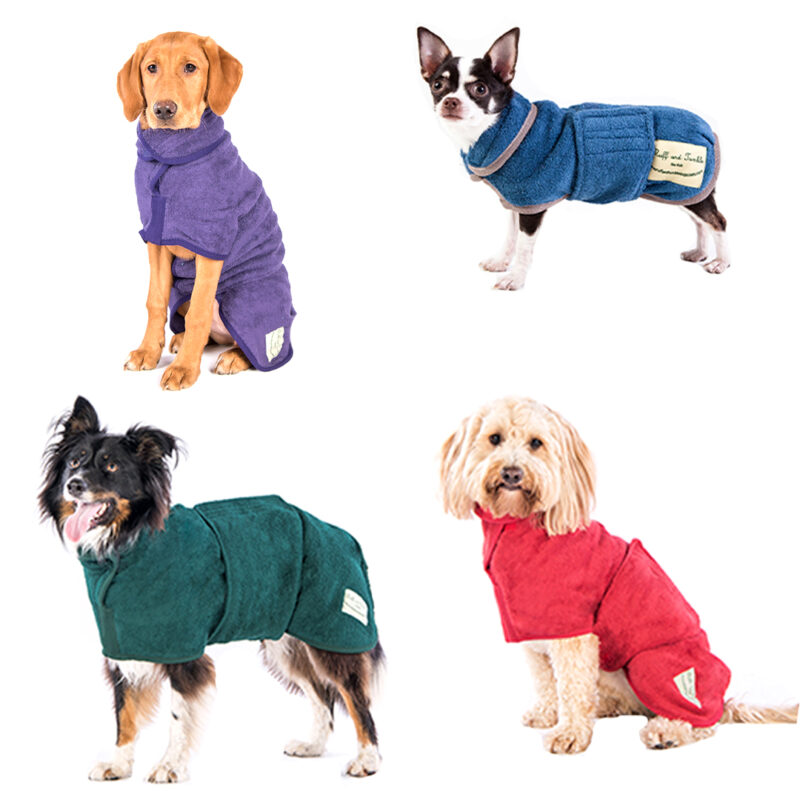 Ruff and Tumble Classic Dog Drying Coats Brick Red and Sandringham